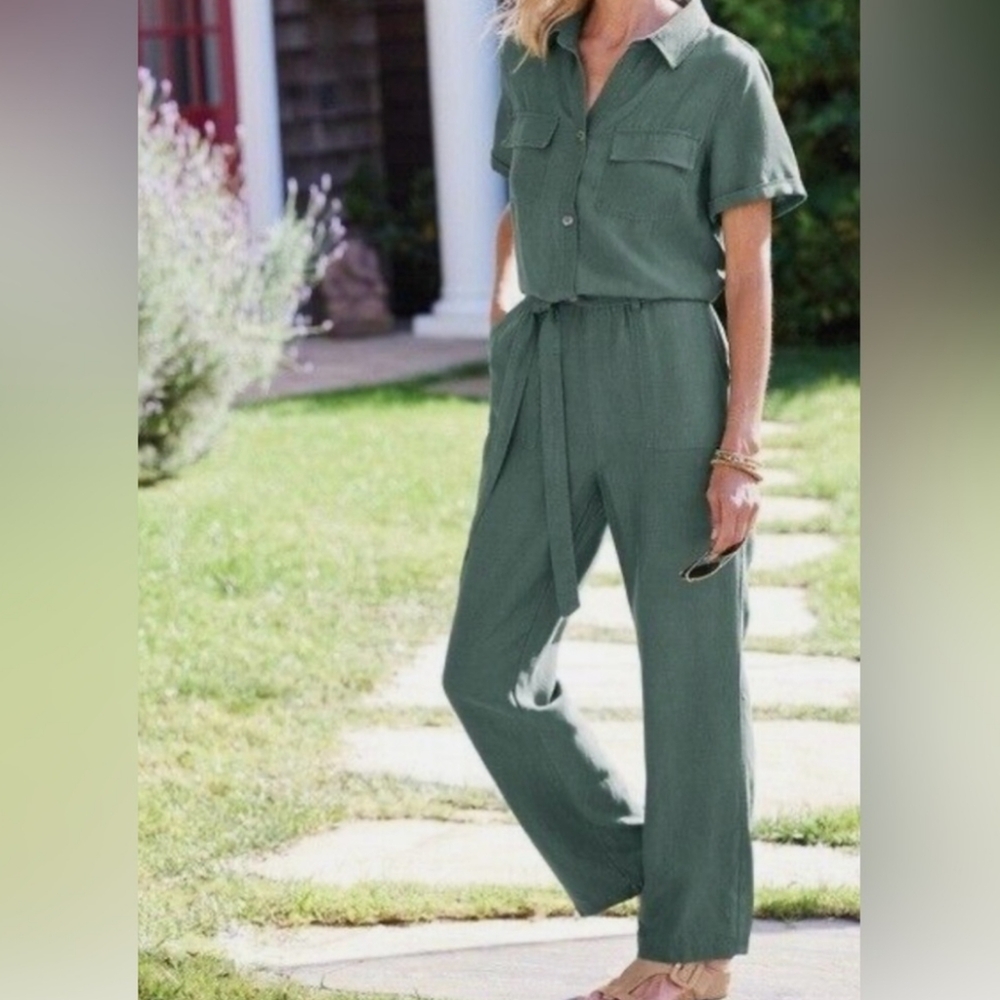 Soft Surroundings Getaway Jumpsuit In Mallard Green